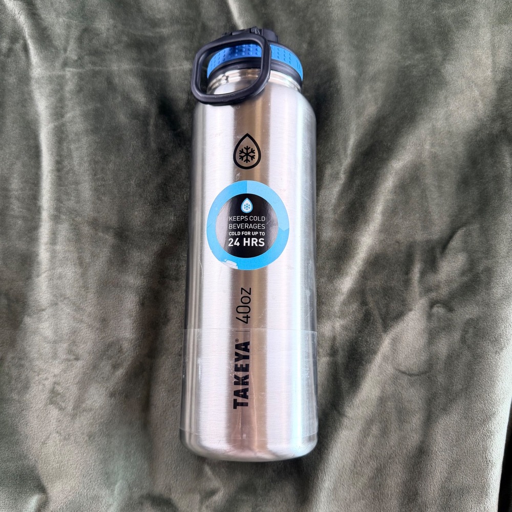 Takeya 40oz Stainless Steel Insulated Water Bottle Spout Lid Handle BPA FREE